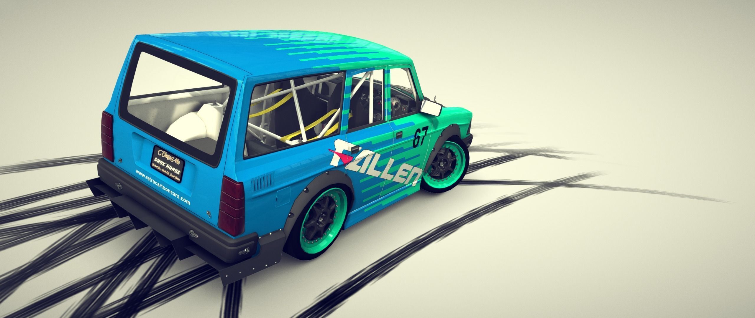 Cartoon Drift Car 3D model_11