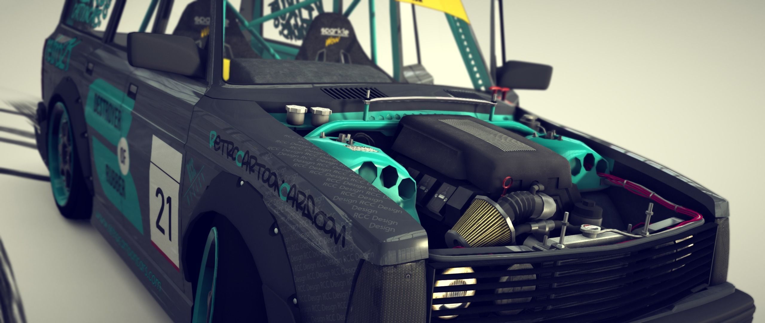 Cartoon Drift Car 3D model_7