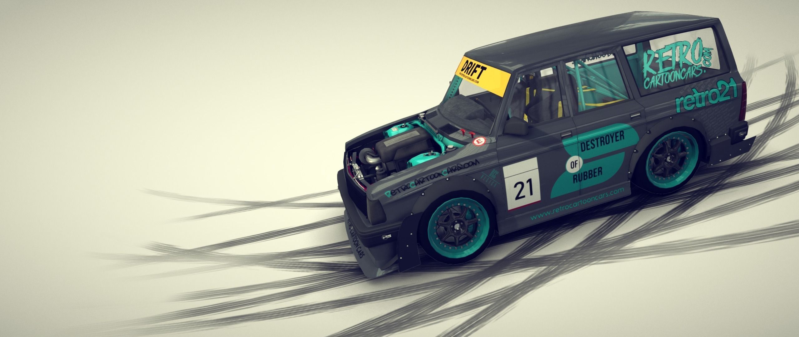 Cartoon Drift Car 3D model_9