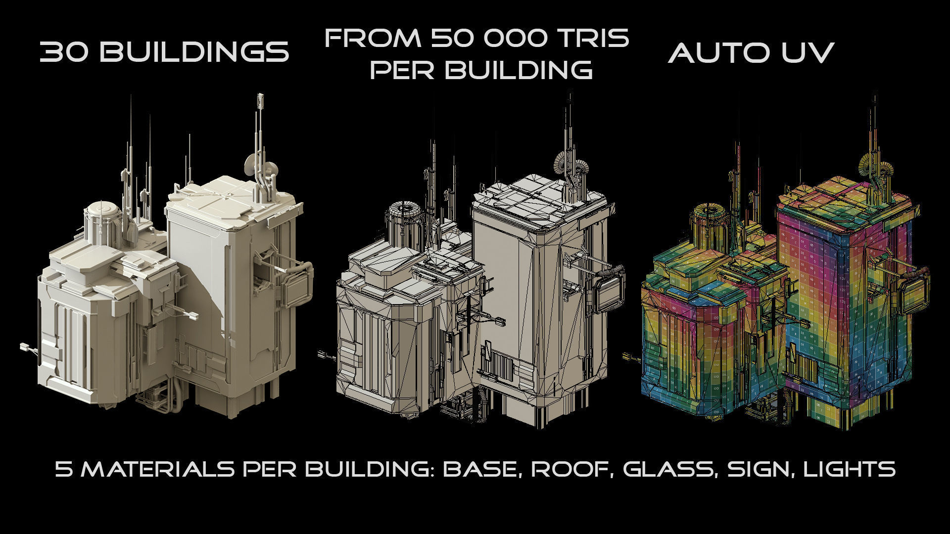 Sci-Fi Buildings Pack - 30 Buildings 3D model_4