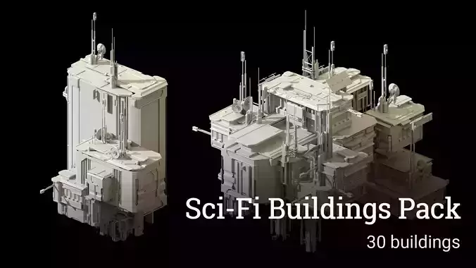 Sci-Fi Buildings Pack - 30 Buildings 3D model
