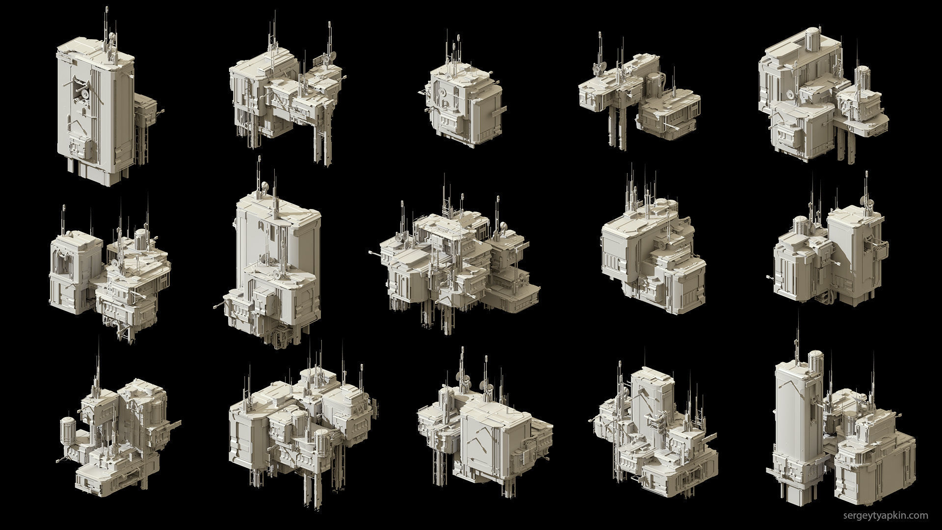 Sci-Fi Buildings Pack - 30 Buildings 3D model_3