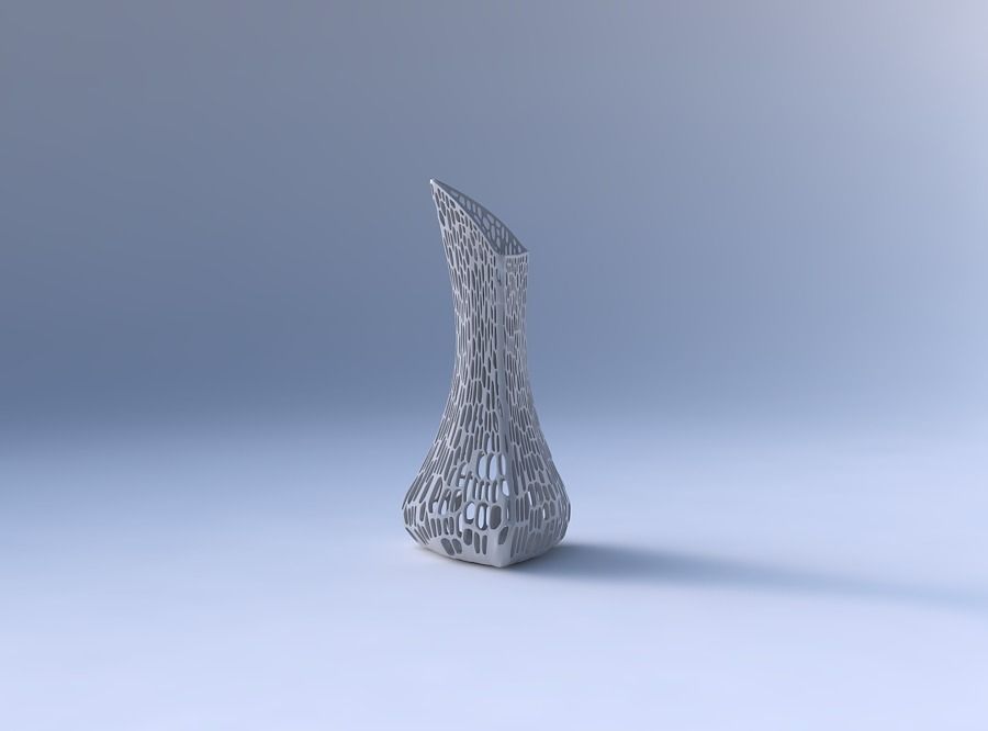 Vase puffy tappered triangle with dense organic lattice 3 3D print model_4