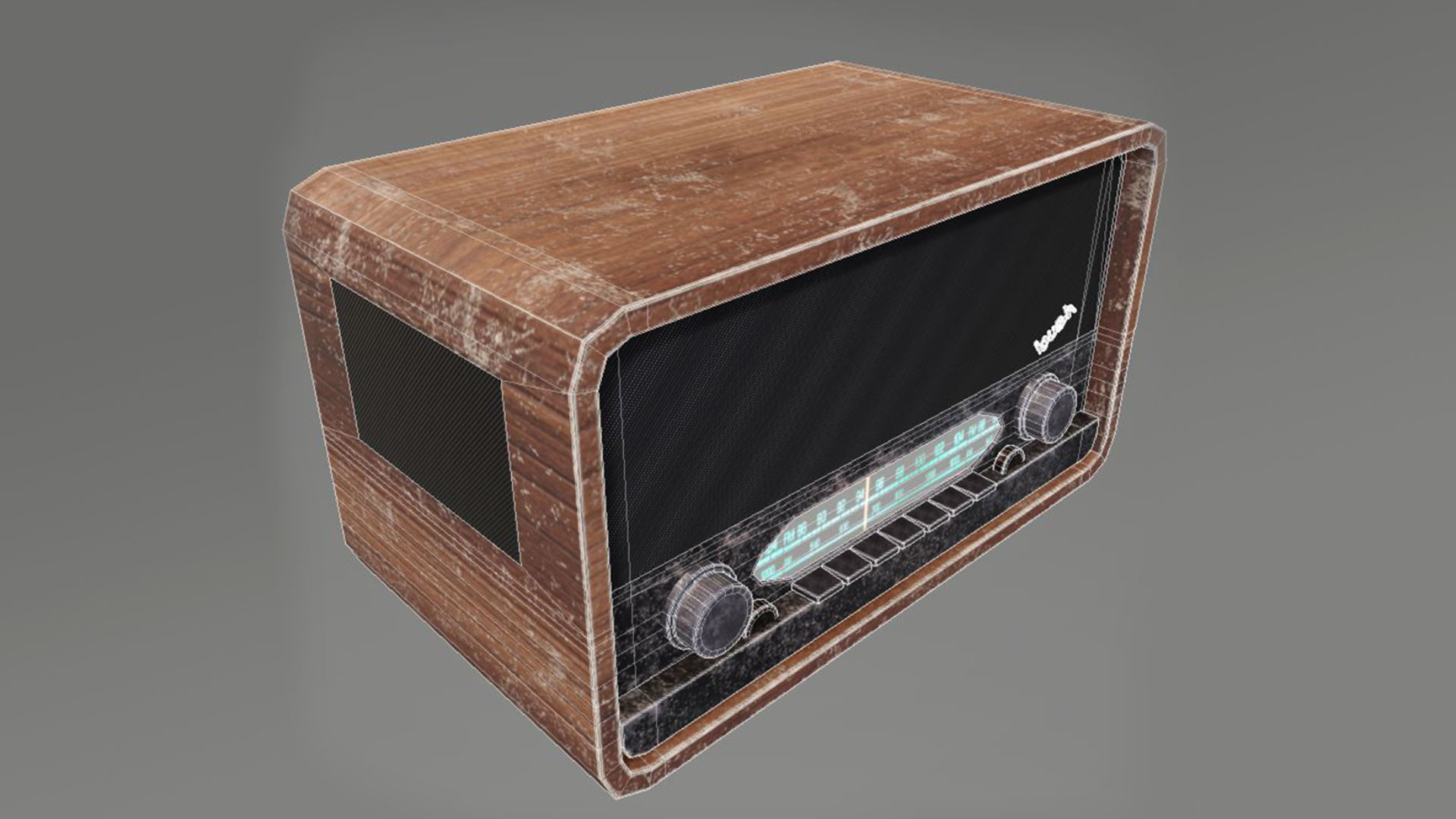 Vintage Radio Low-poly 3D model_4