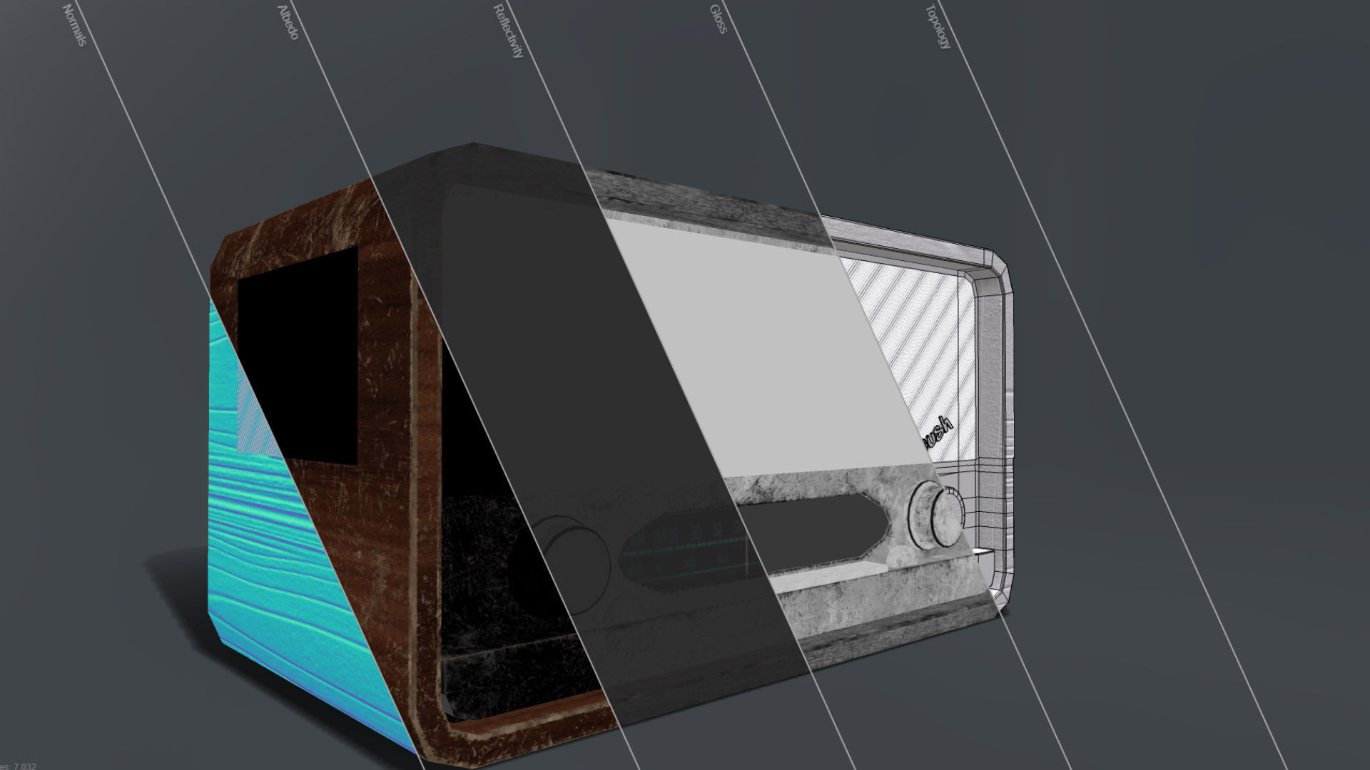 Vintage Radio Low-poly 3D model_3