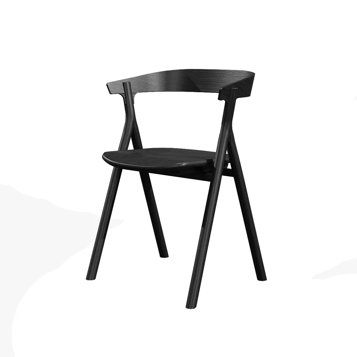 YKSI Chair-Black Lacquered Low-poly 3D model