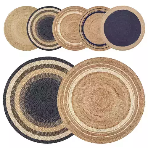 Round jute rug 3D model