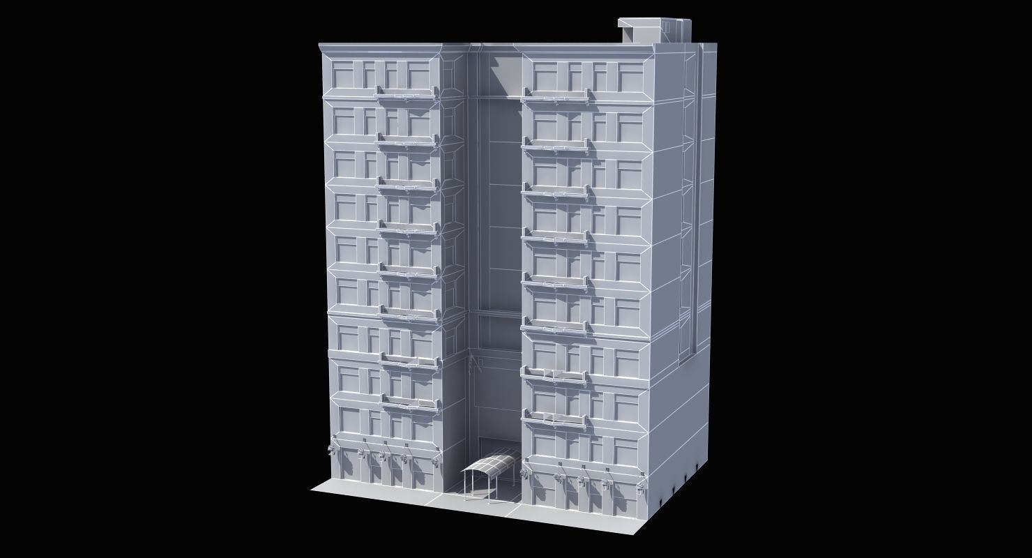 Luxury Apartment Building 3D model_3