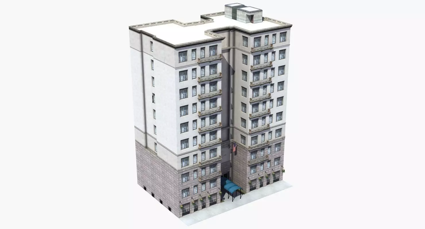 Luxury Apartment Building 3D model_0