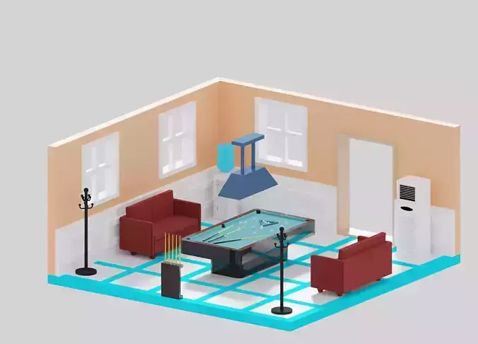 Cartoon Simple Billiard Room