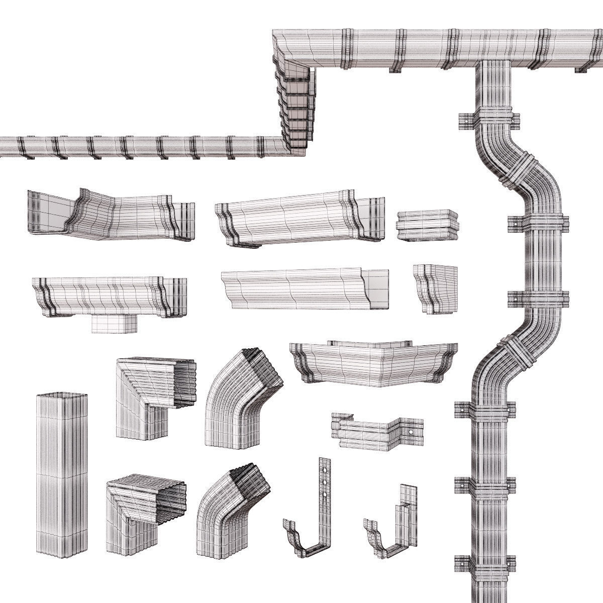 Gutter system 2 3D model_4