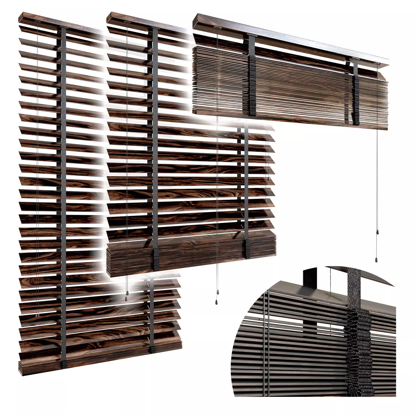 Jalousie set of wooden blinds 3D model_0