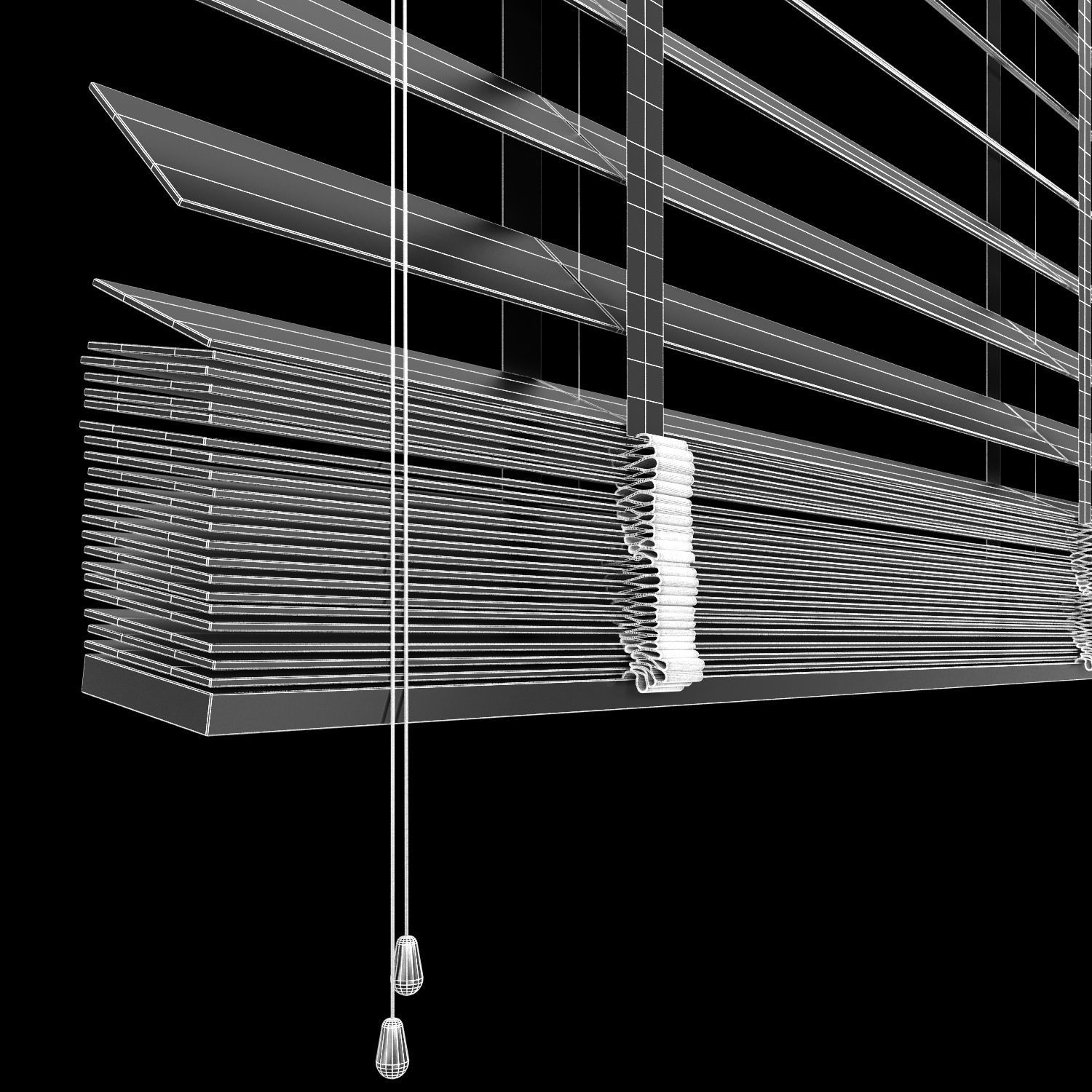 Jalousie set of wooden blinds 3D model_1