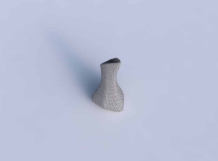 Vase puffy tappered triangle with twisted diagonal grid bulges 3D print model_6
