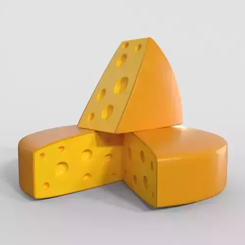 Cheese three slices of 3D model
