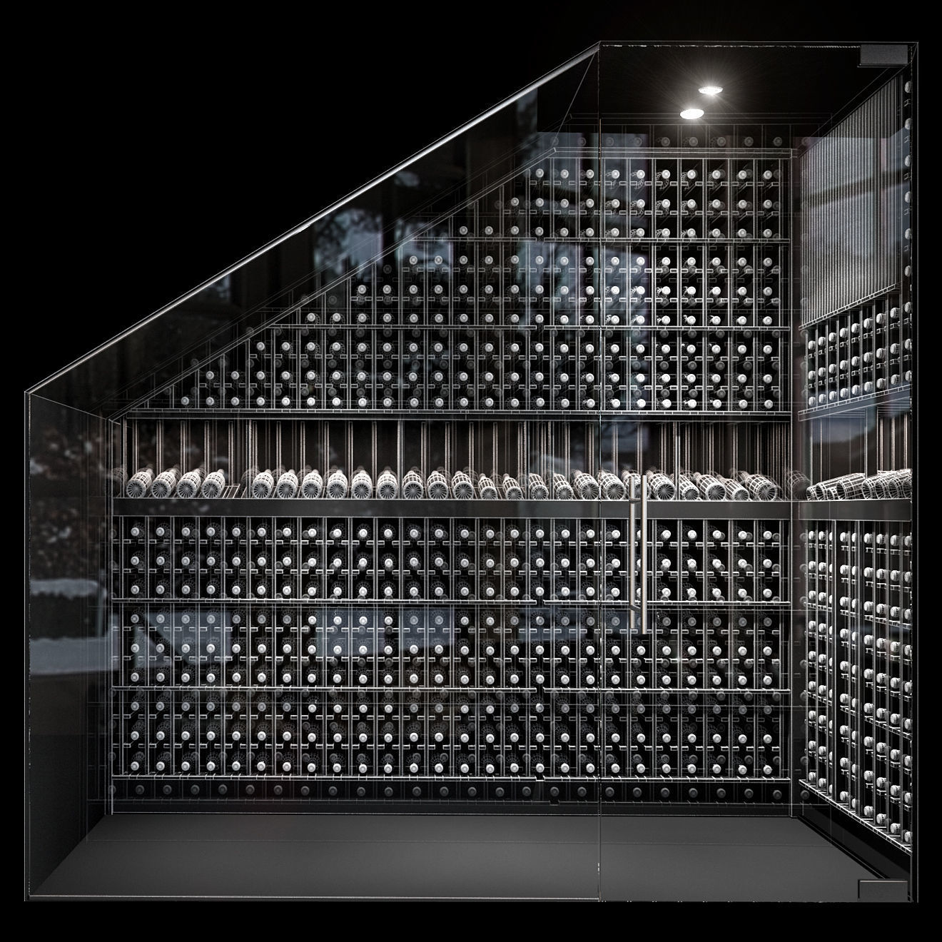 Staircase wine cabinet 3D model_1