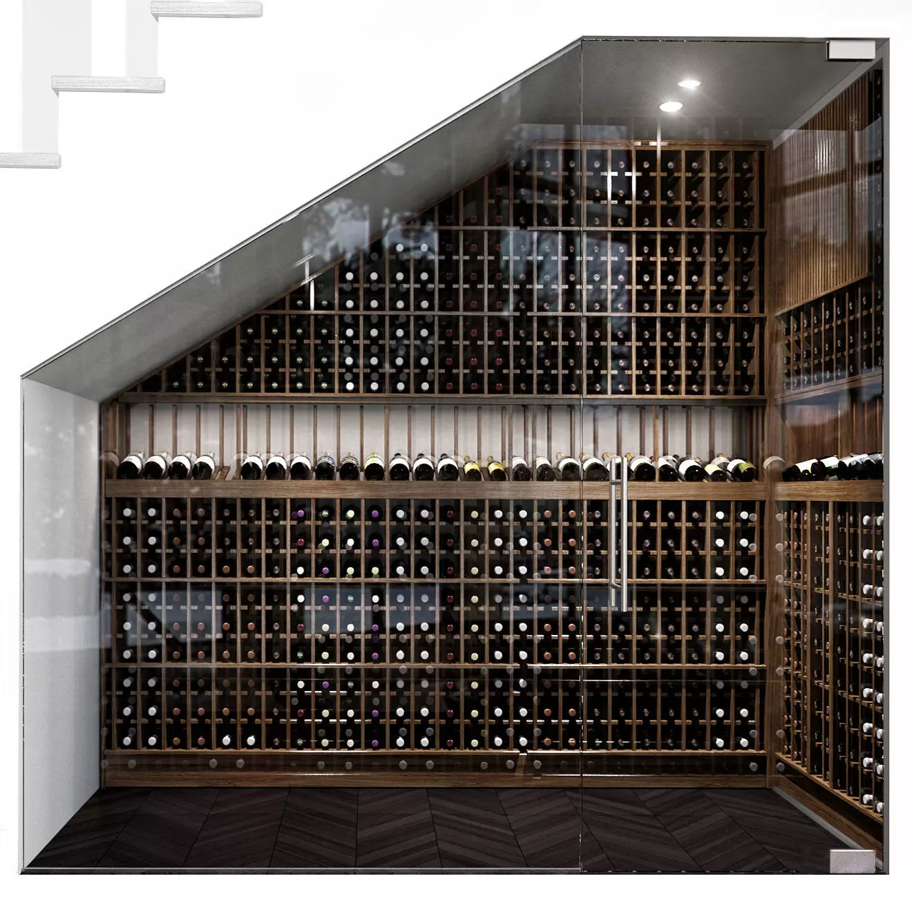 Staircase wine cabinet 3D model_0