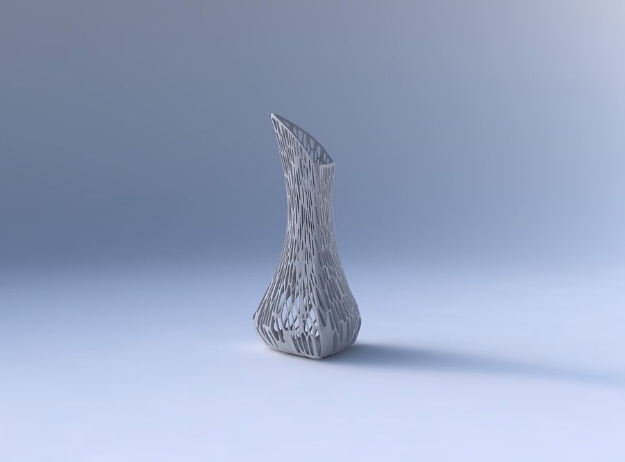 Vase puffy tappered triangle with twisted organic lattice and... 3D print model_4