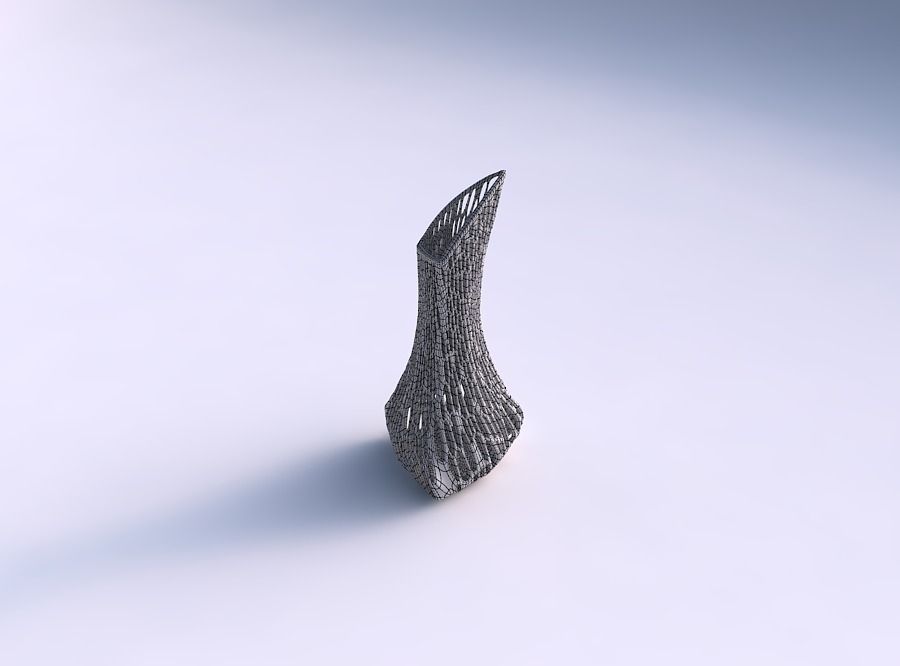 Vase puffy tappered triangle with twisted organic lattice and... 3D print model_5
