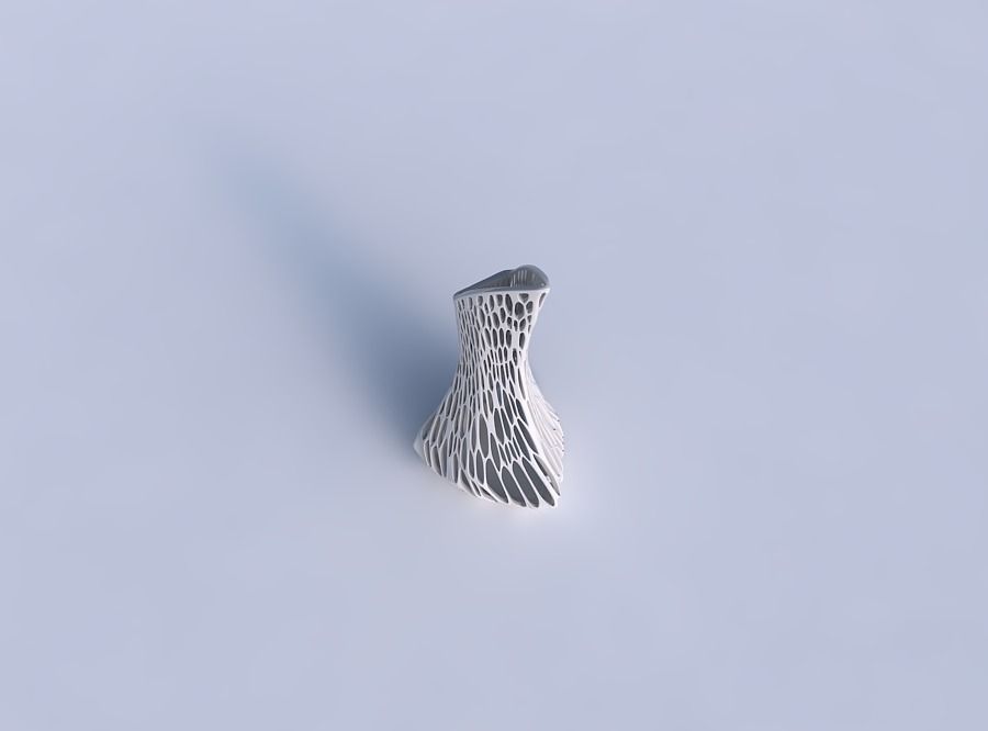 Vase puffy tappered triangle with twisted organic lattice and... 3D print model_1