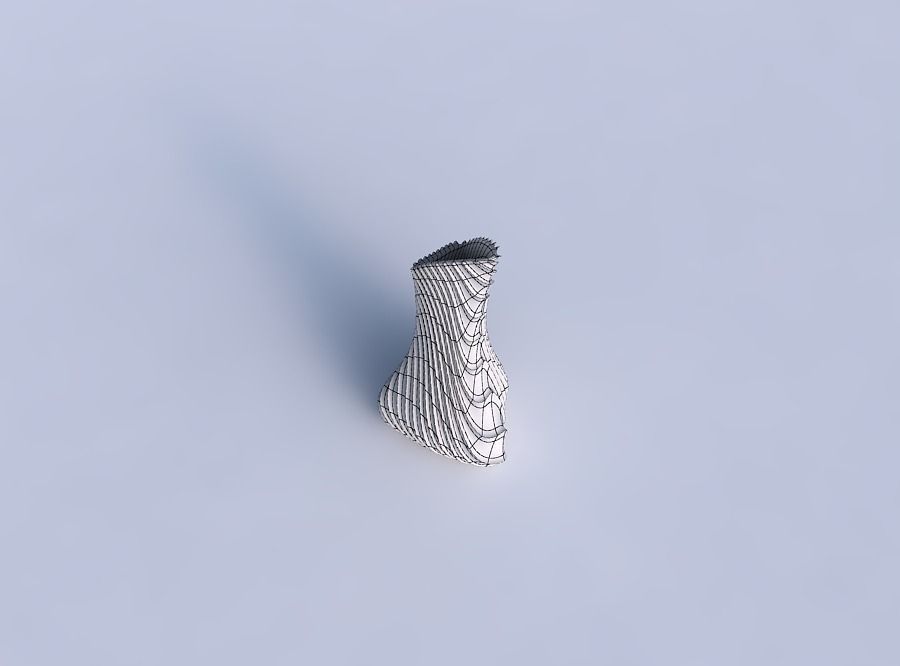 Vase puffy tappered triangle with wavy extruded lines 2 3D print model_6