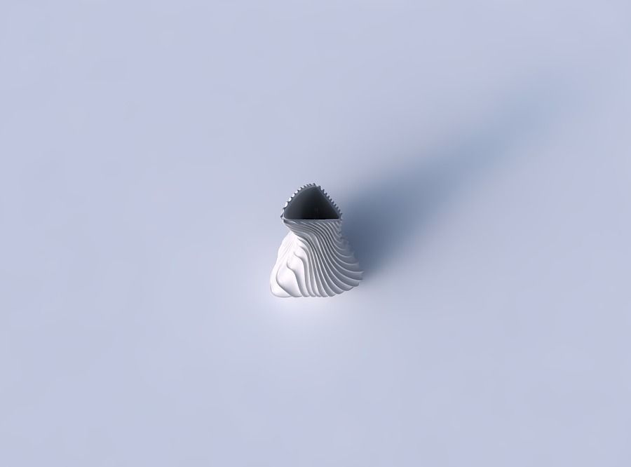Vase puffy tappered triangle with wavy extruded lines 2 3D print model_2