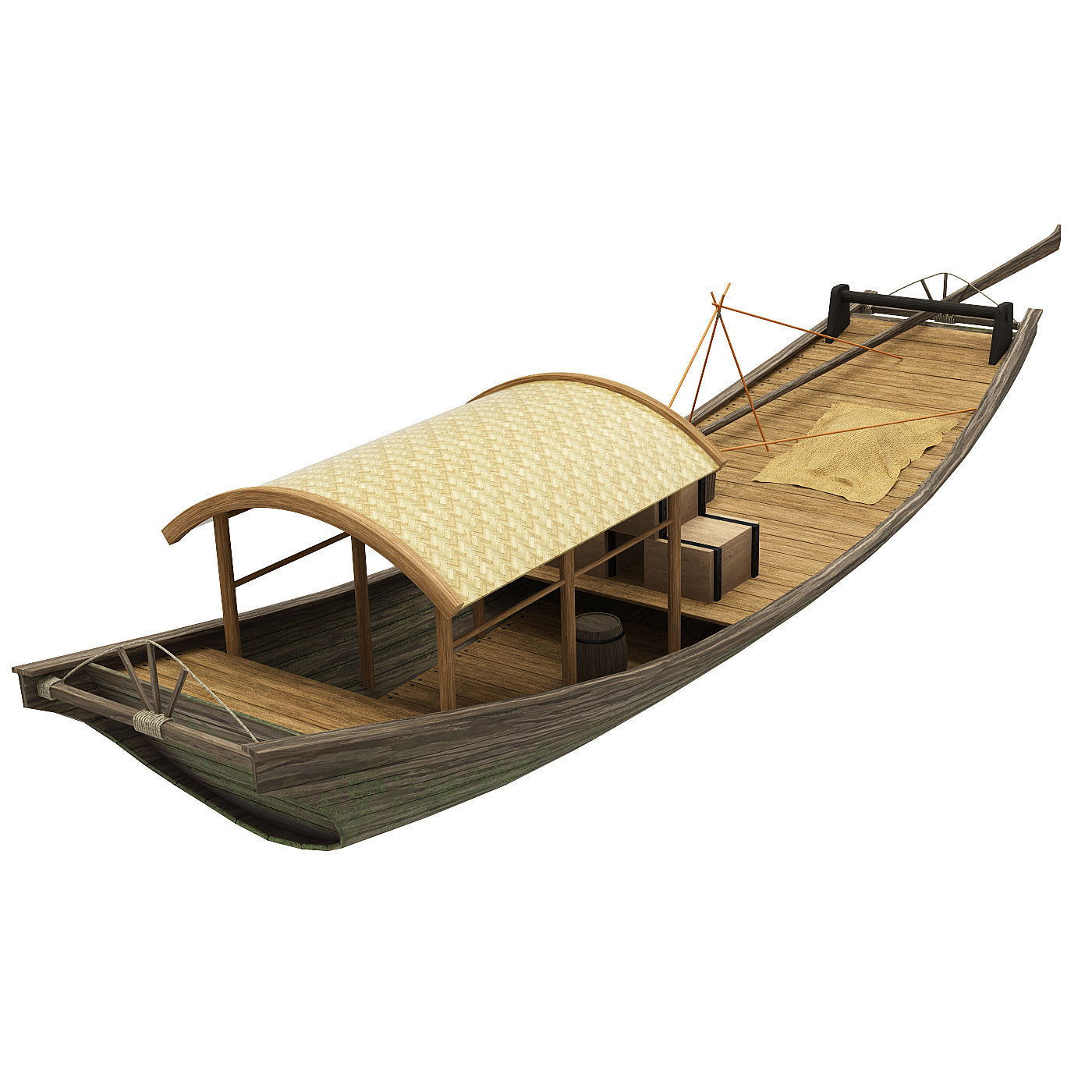 2 Chinese boats Low-poly 3D model_3