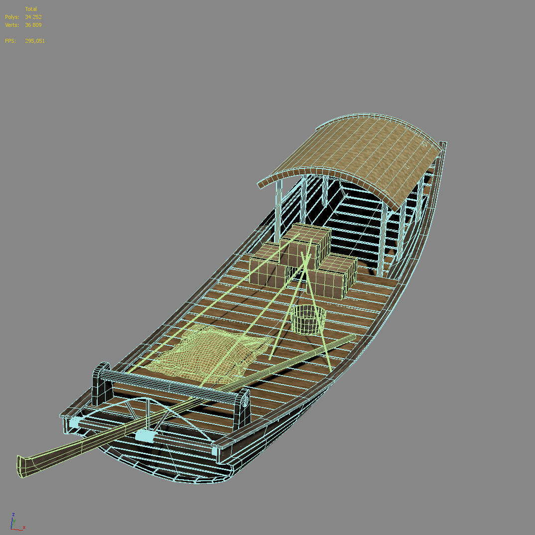 2 Chinese boats Low-poly 3D model_10