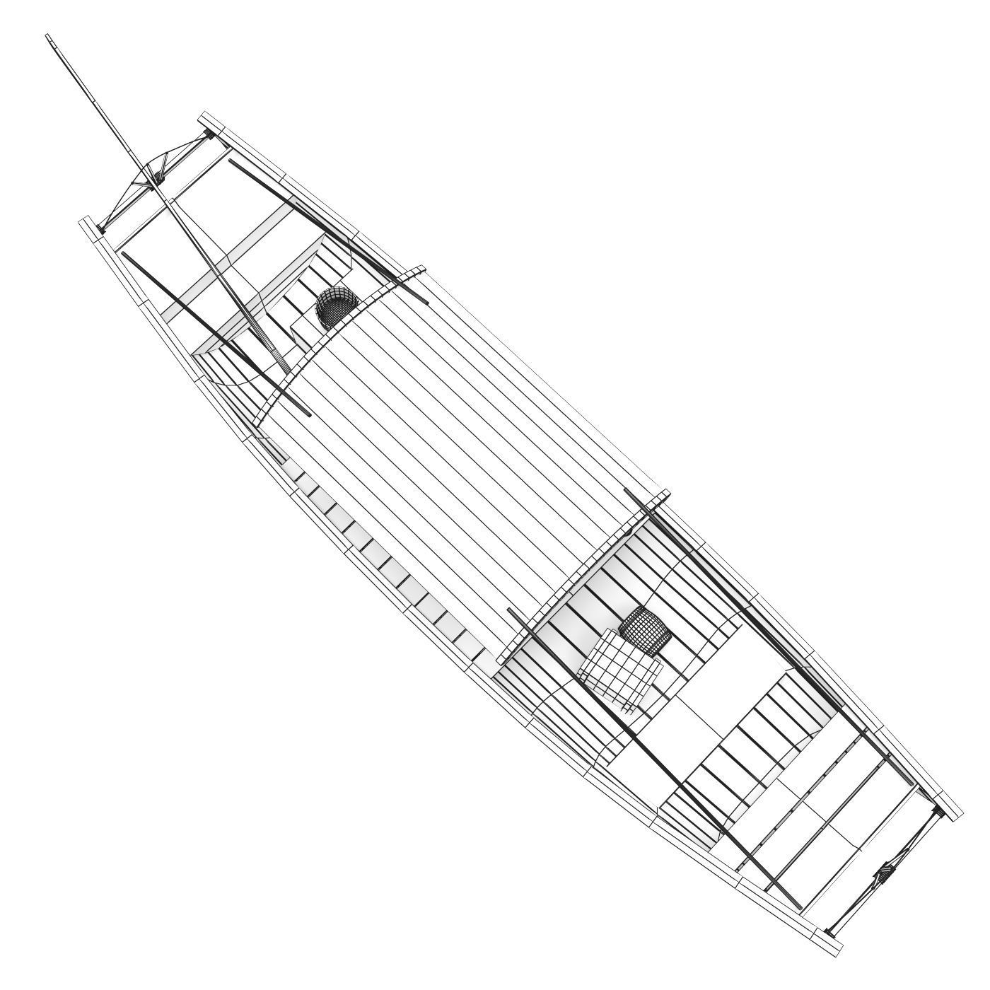 2 Chinese boats Low-poly 3D model_12