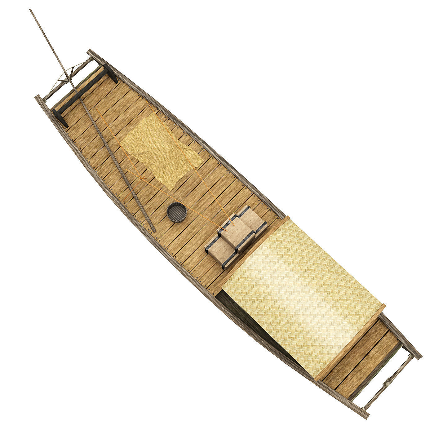 2 Chinese boats Low-poly 3D model_2