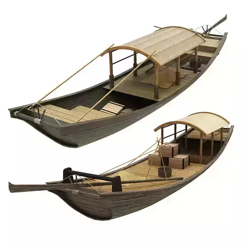 2 Chinese boats Low-poly 3D model