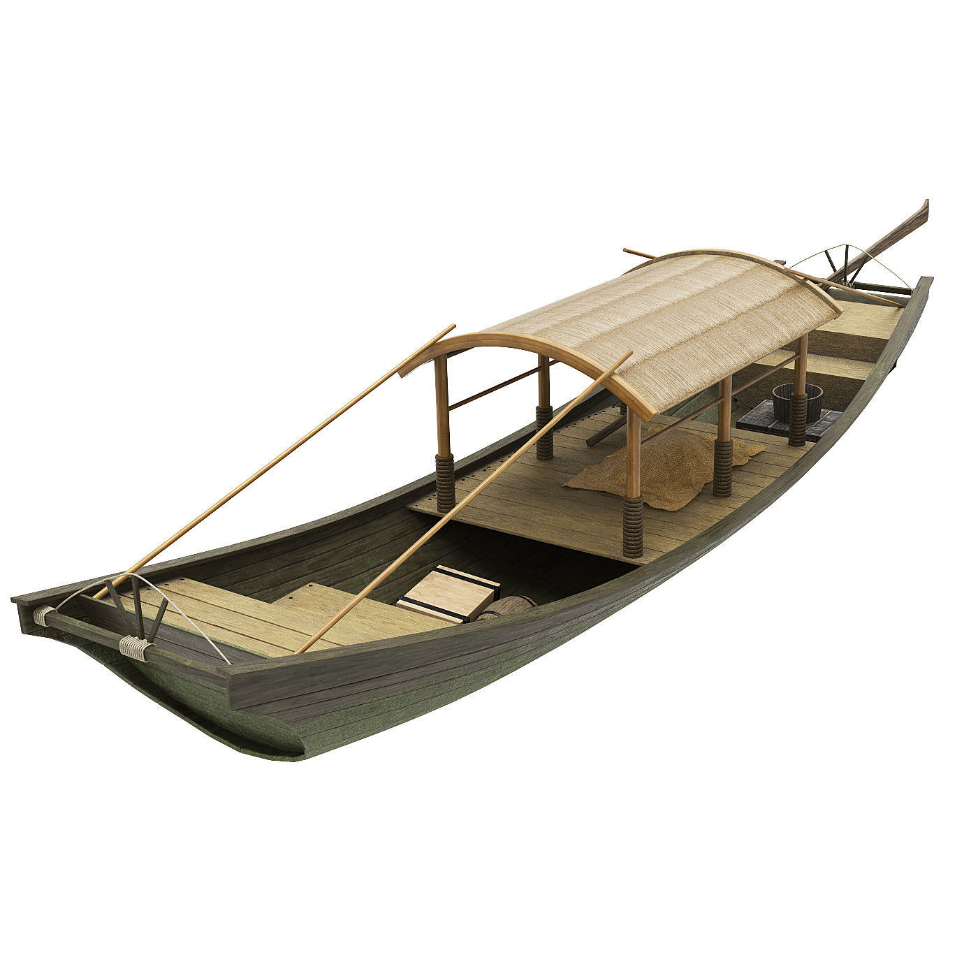 2 Chinese boats Low-poly 3D model_6