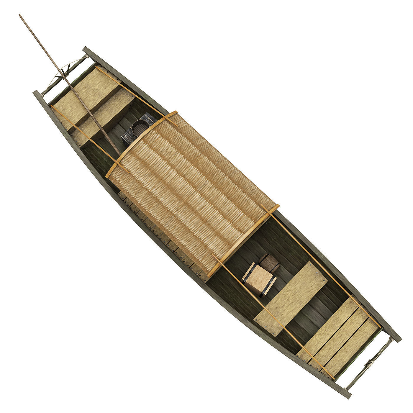 2 Chinese boats Low-poly 3D model_5