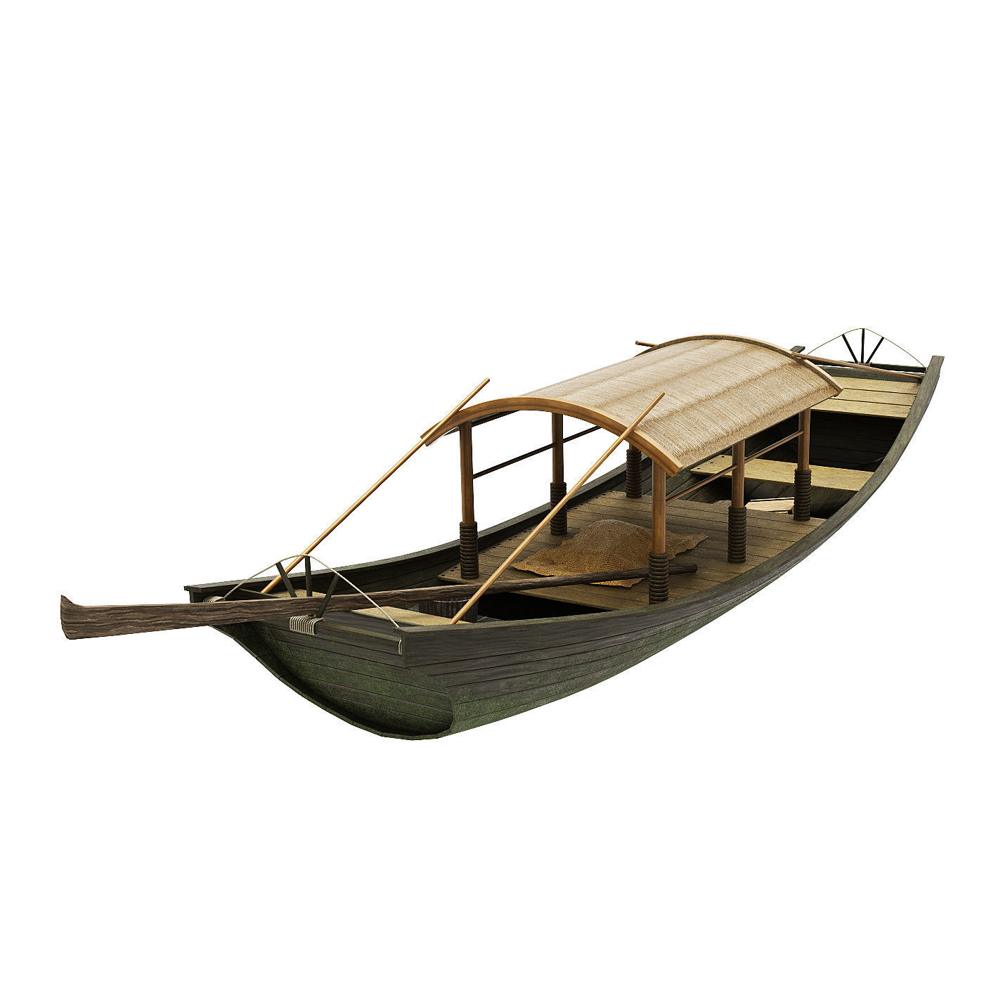 2 Chinese boats Low-poly 3D model_4