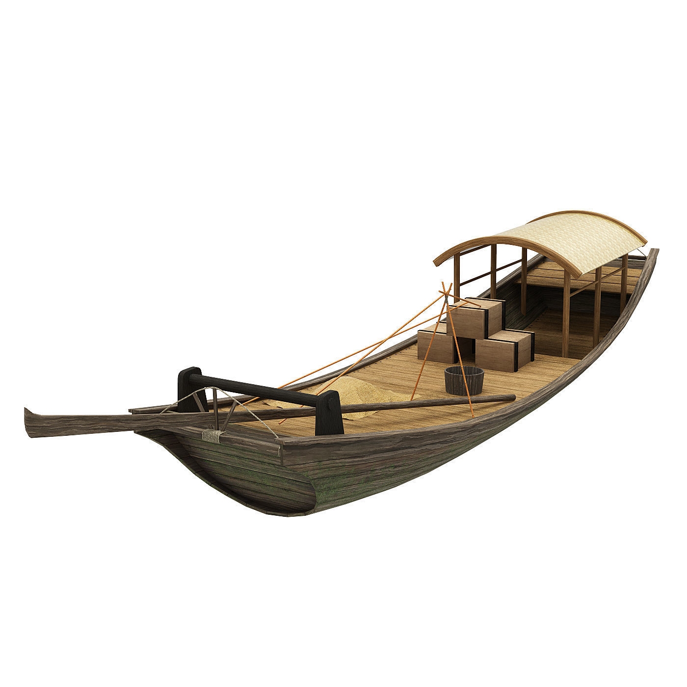 2 Chinese boats Low-poly 3D model_1