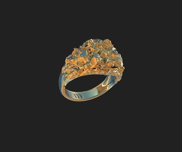 Gold ore ring 3D print model