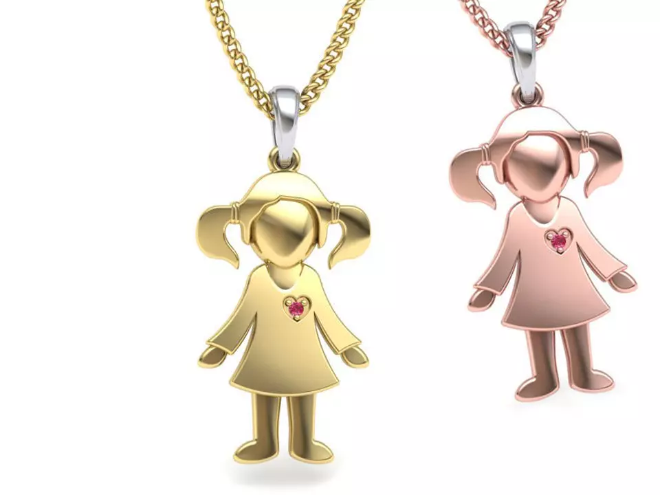 Baby Pendant Girl Pendant Engravable 3D print model