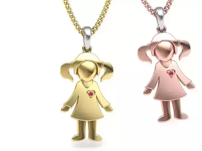 Baby Pendant Girl Pendant Engravable  3D print model