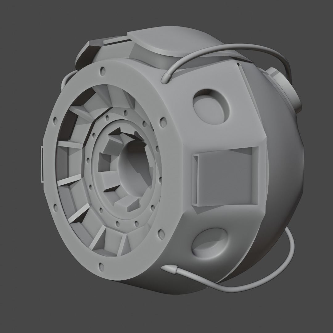 Futuristic Industrial Orb Drone  3D model_9