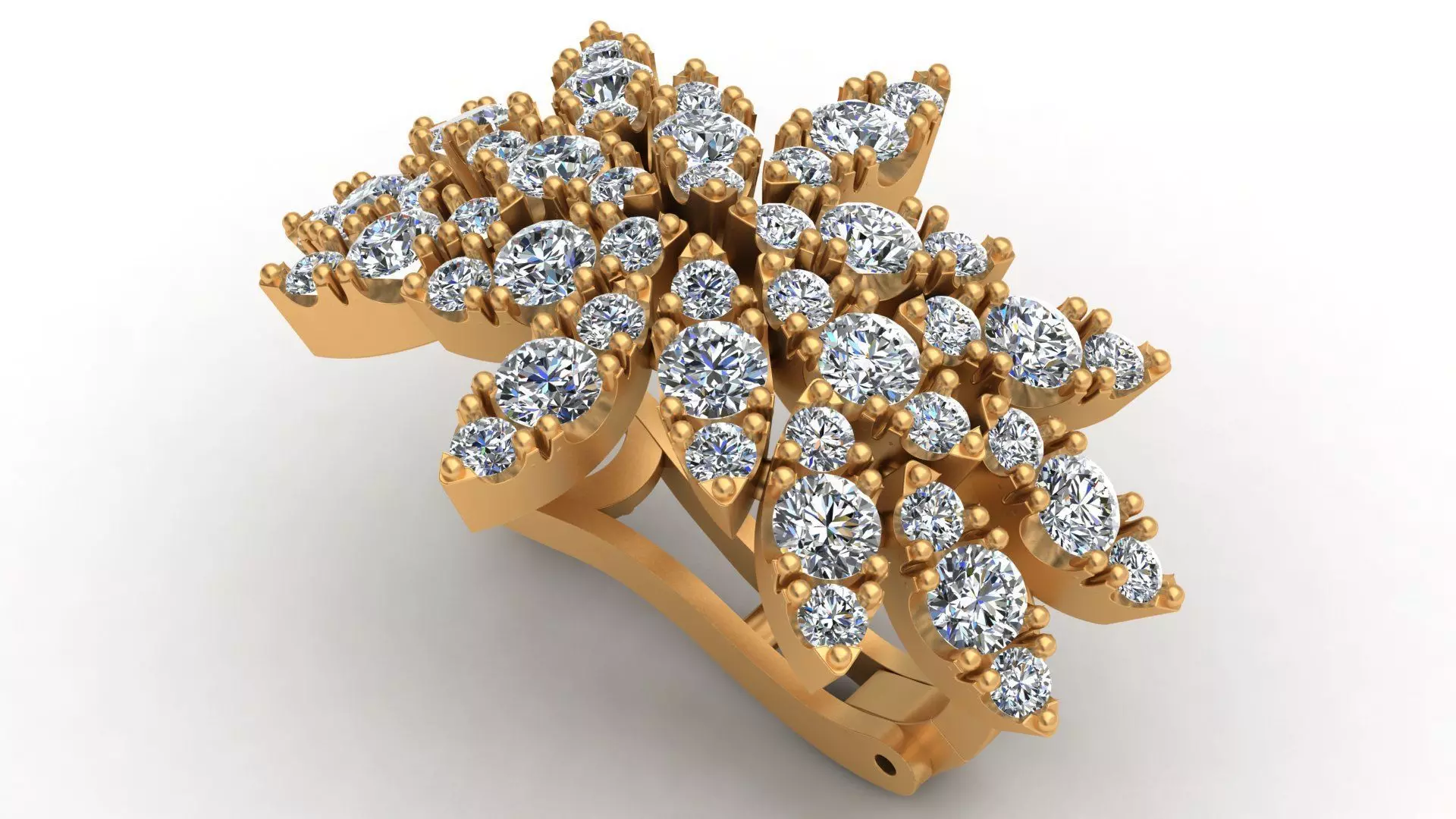 Star Flower Marquise Diamond Gold Earring 3D print model