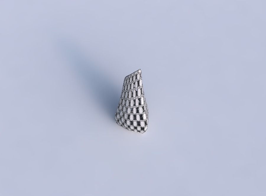 Vase puffy tipped triangle with checker grid lattice 3D print model_6
