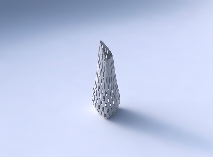 Vase puffy tipped triangle with checker grid lattice 3D print model_3