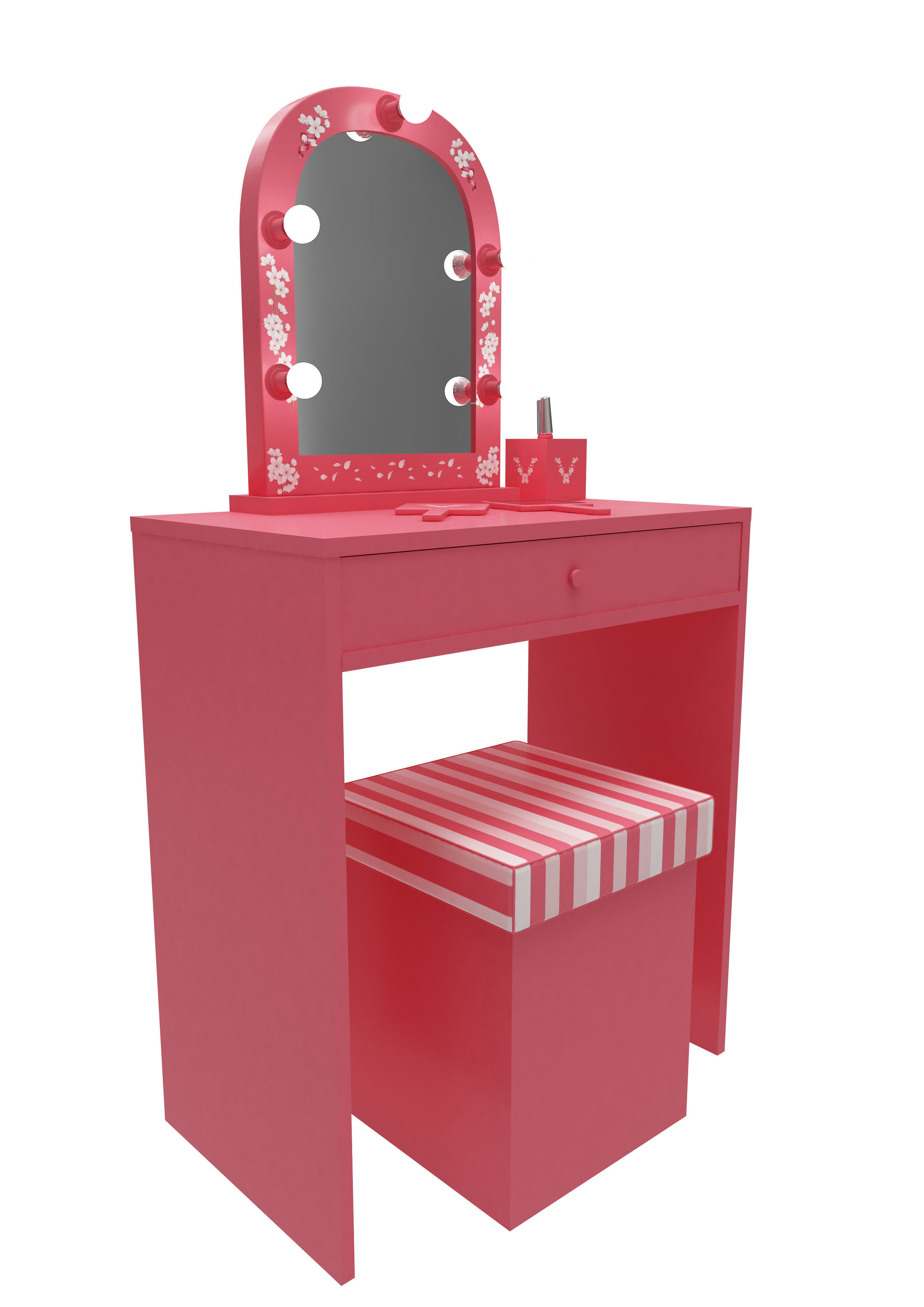 Make up mirror and set Low-poly 3D model_7