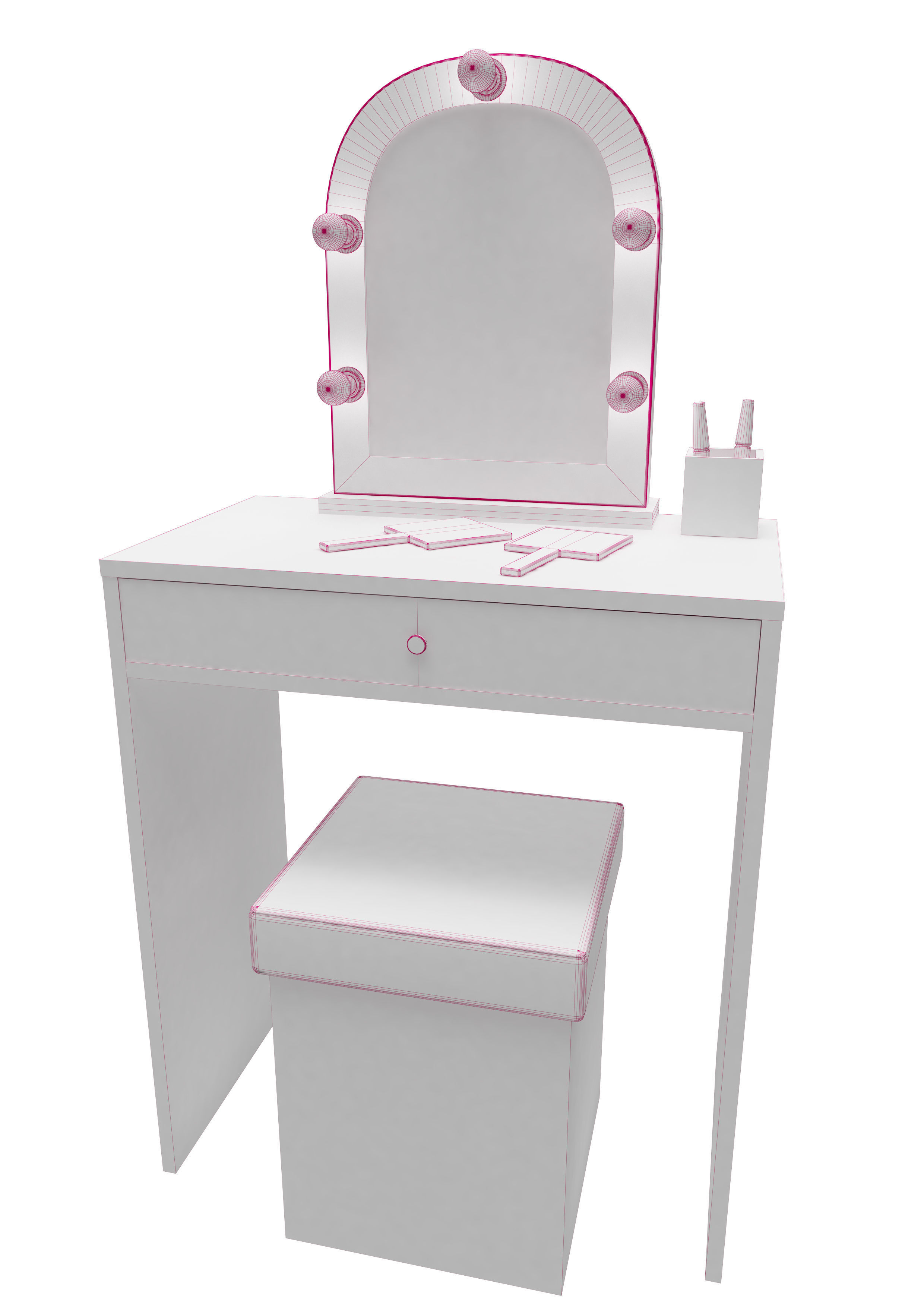 Make up mirror and set Low-poly 3D model_10