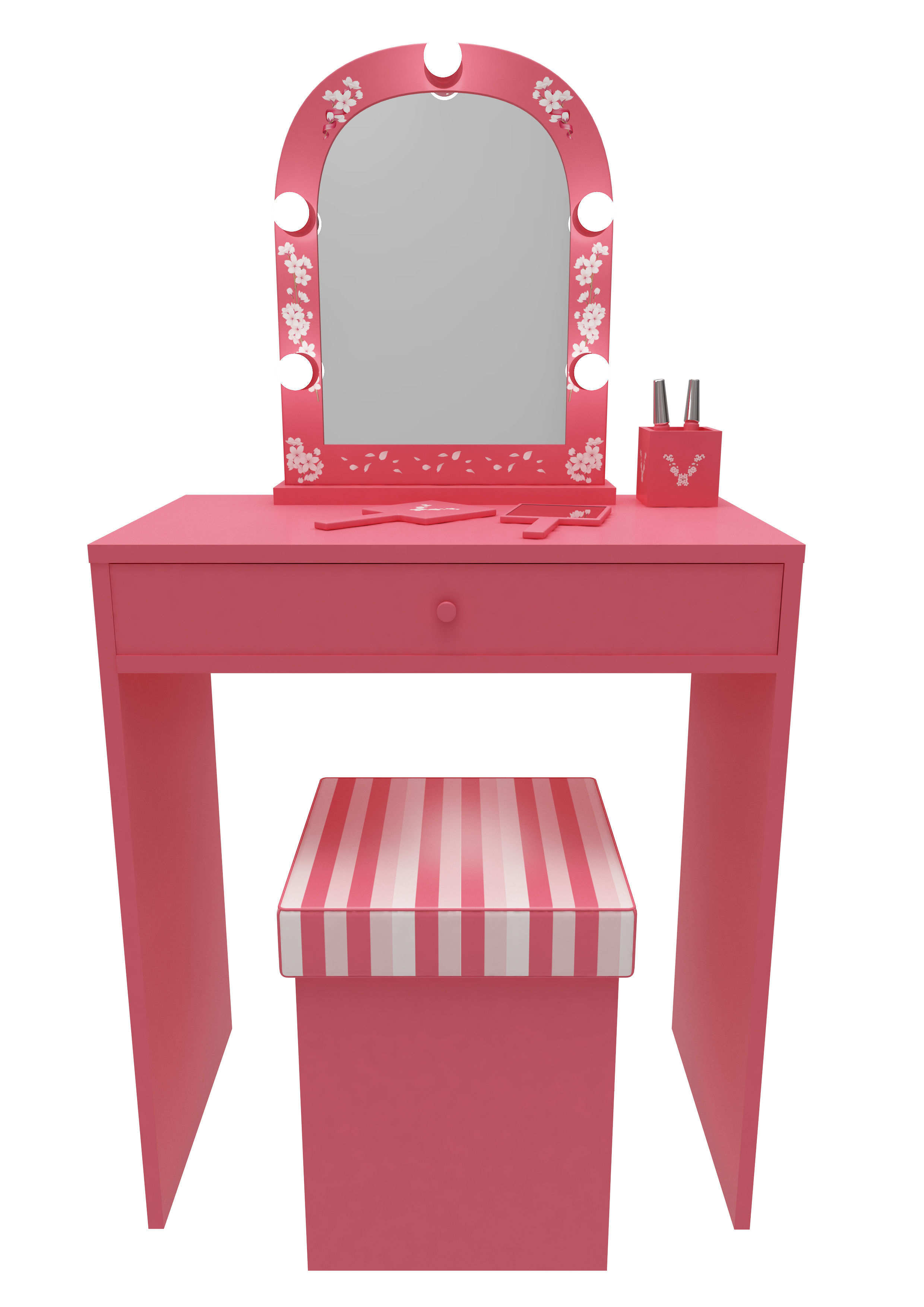 Make up mirror and set Low-poly 3D model_6