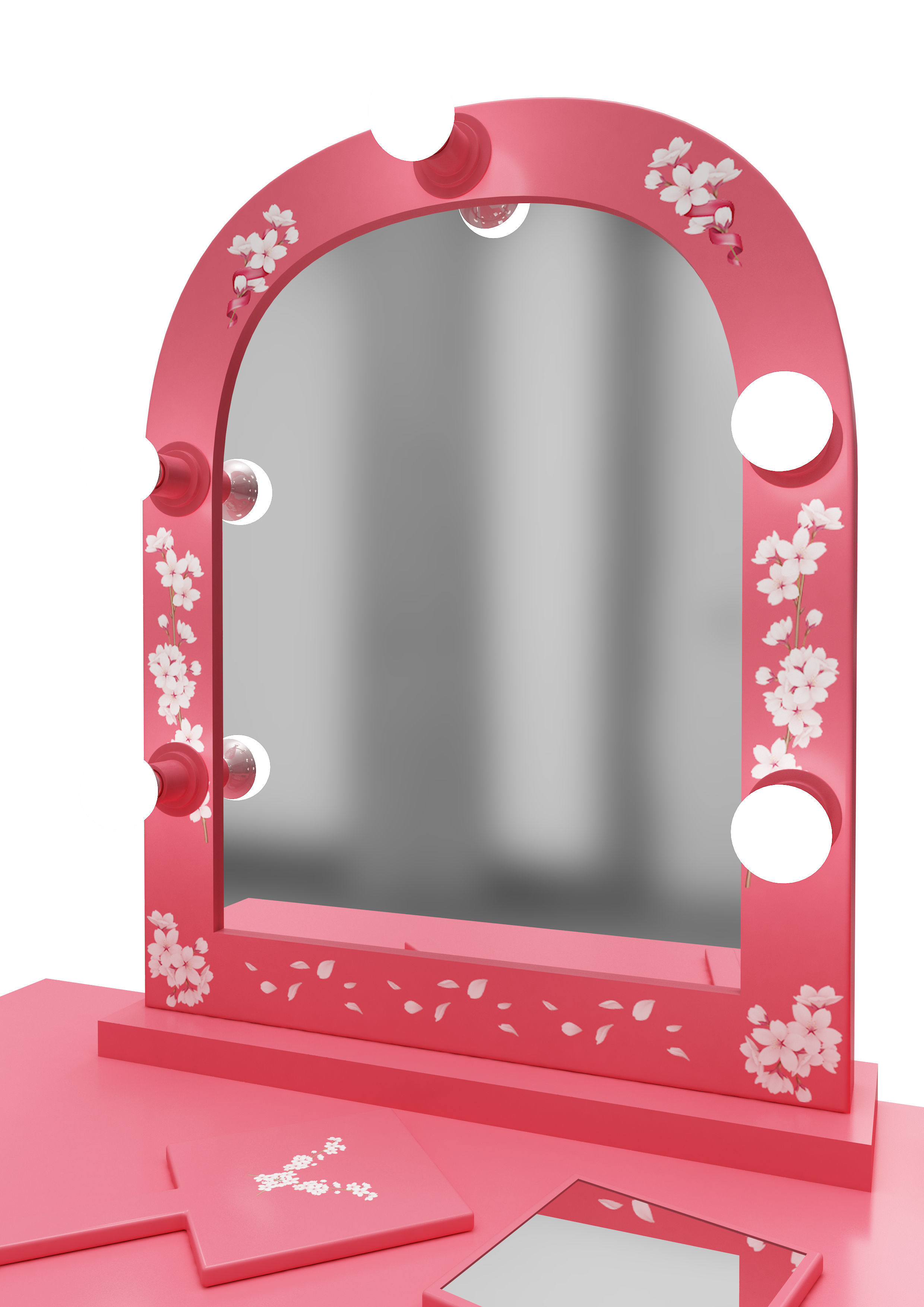 Make up mirror and set Low-poly 3D model_2