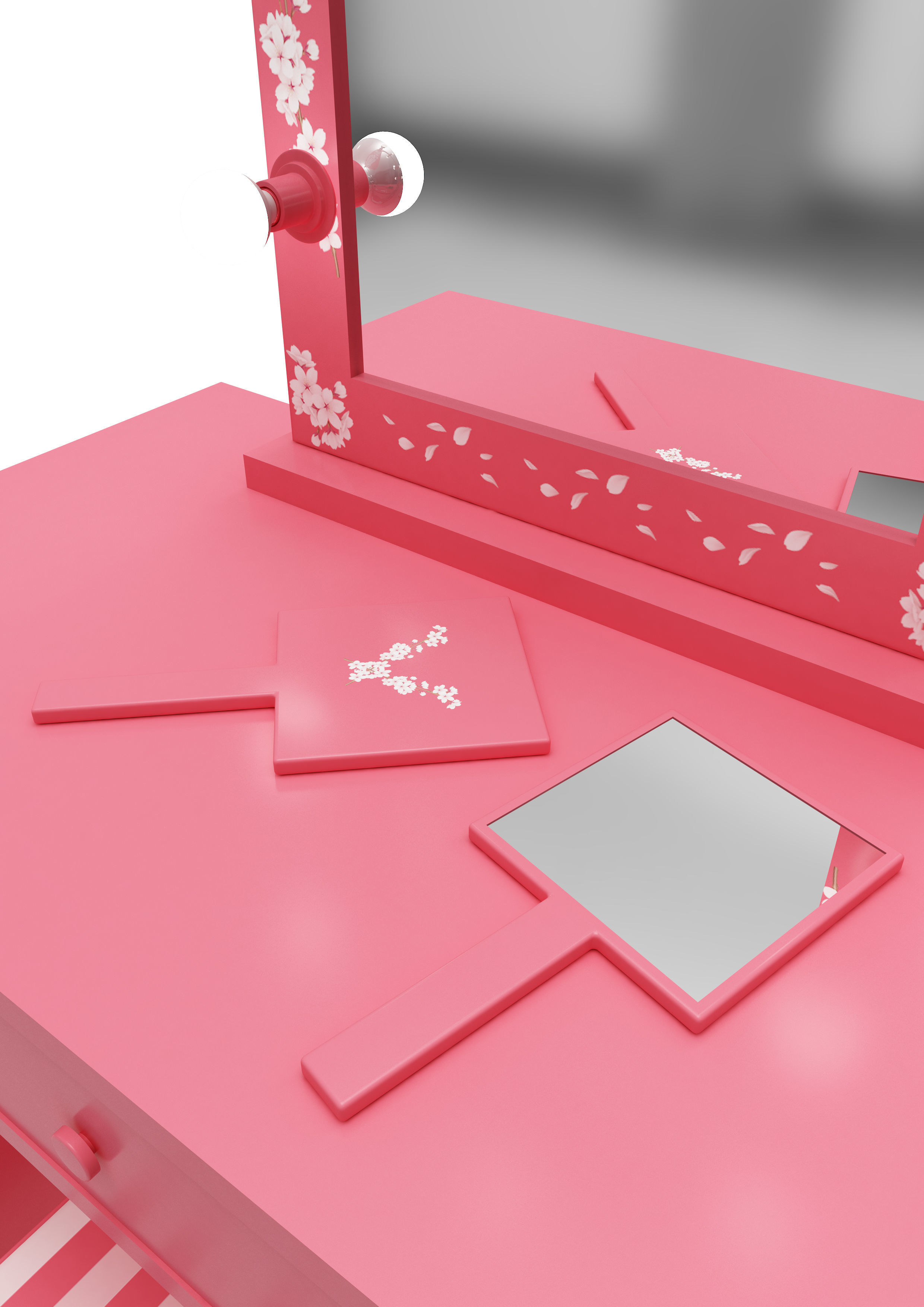 Make up mirror and set Low-poly 3D model_5