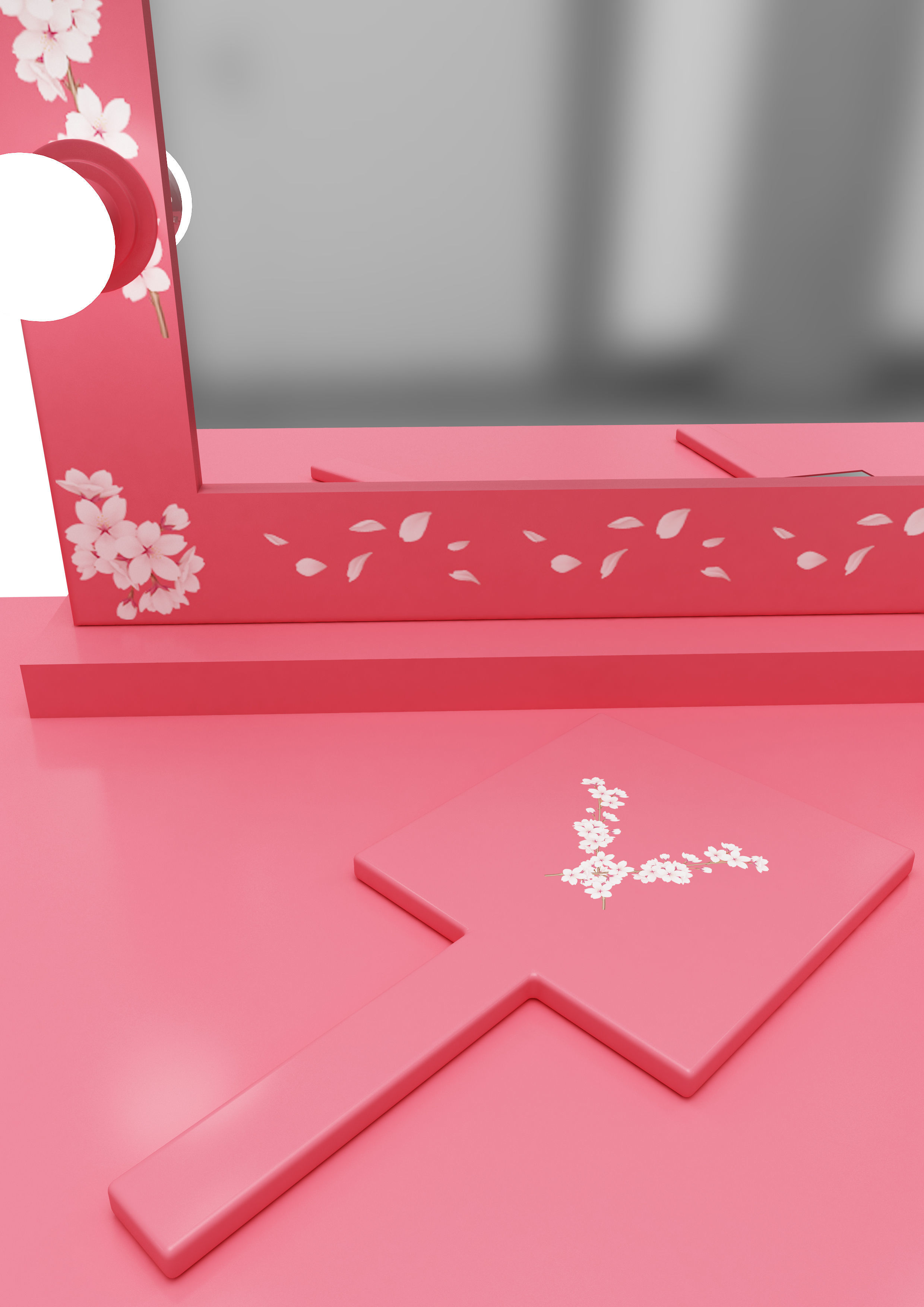 Make up mirror and set Low-poly 3D model_1