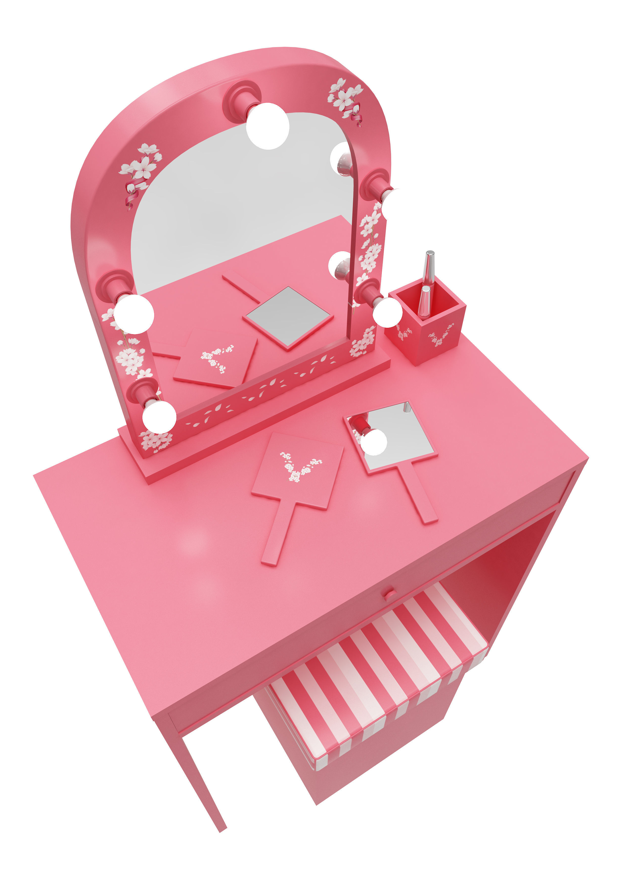 Make up mirror and set Low-poly 3D model_9