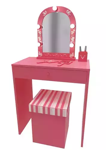 Make up mirror and set Low-poly 3D model